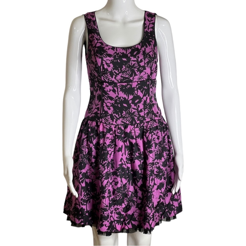 Kensie Women's Size 4 Dress sleeveless silk purple black A line  prom dress